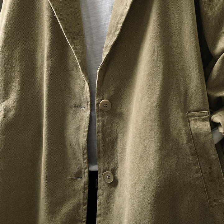 Chaqueta de mujer de manga larga, media, con bolsillos, botones, cuello de solapa y estampado de Buddha Stones para primavera y otoño. - image 26