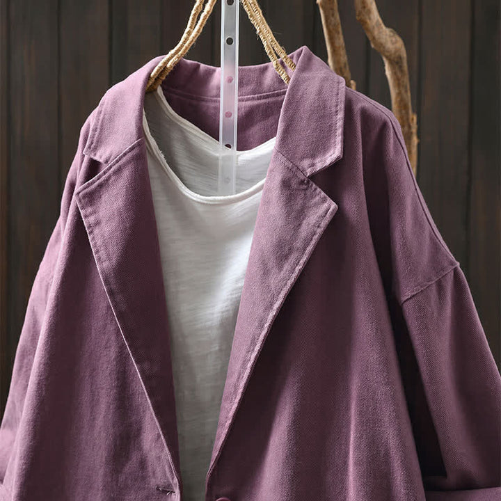Chaqueta de mujer de manga larga, media, con bolsillos, botones, cuello de solapa y estampado de Buddha Stones para primavera y otoño. - image 23