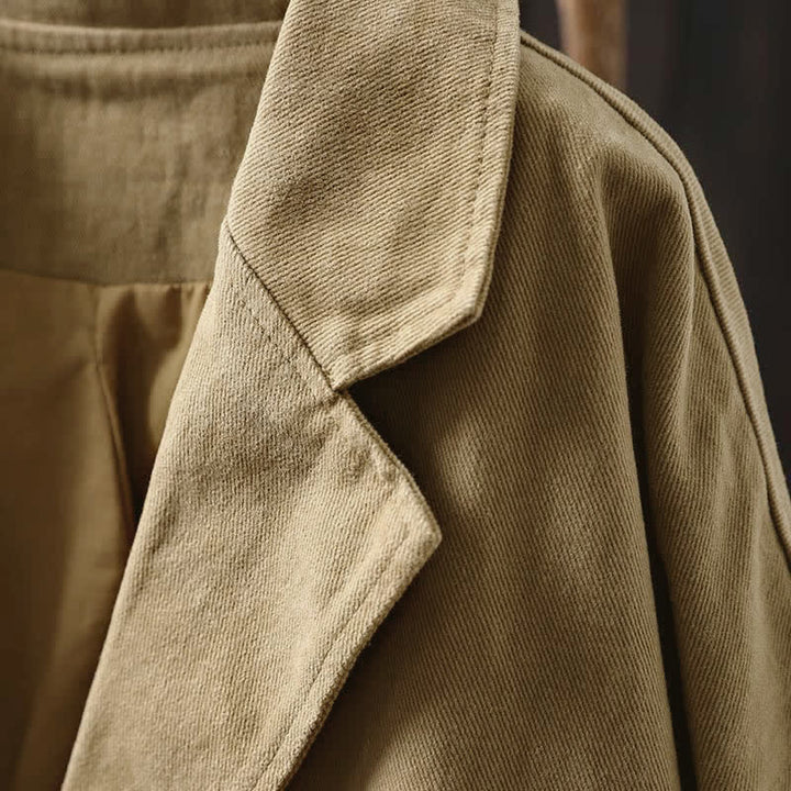 Chaqueta de mujer de manga larga, media, con bolsillos, botones, cuello de solapa y estampado de Buddha Stones para primavera y otoño. - image 7