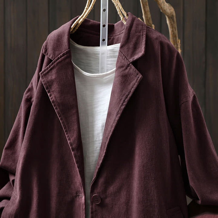 Chaqueta de mujer de manga larga, media, con bolsillos, botones, cuello de solapa y estampado de Buddha Stones para primavera y otoño. - image 17