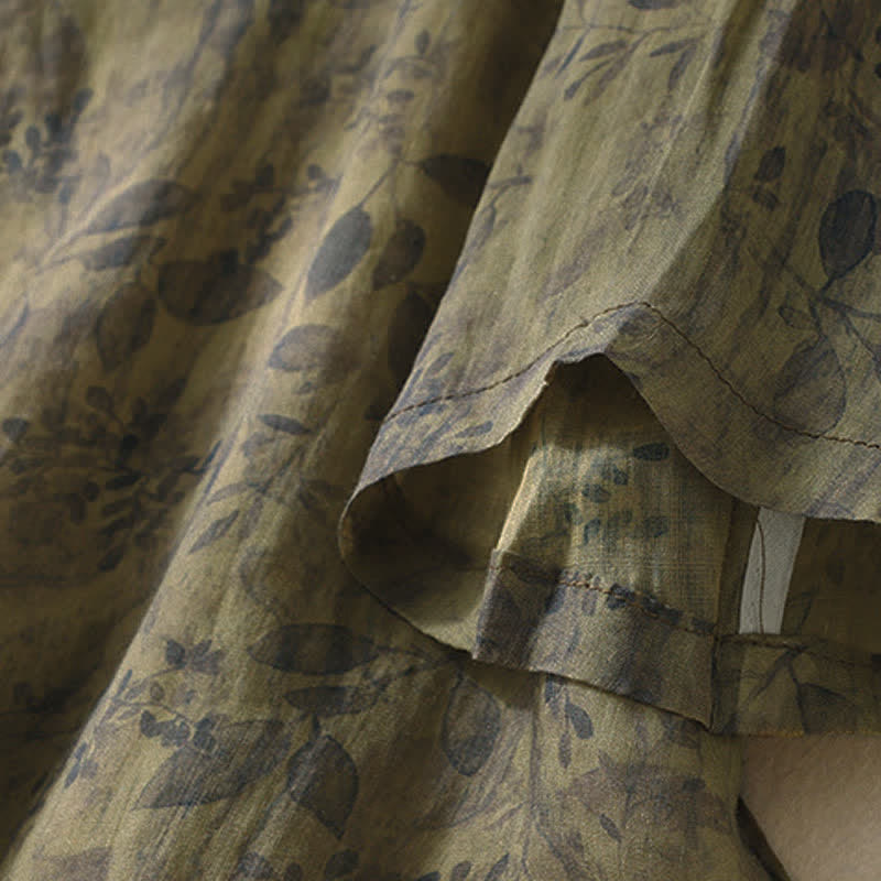 Camisa de lino y algodón para mujer, manga tres cuartos, con diseño bordado de Buddha Stones - image 17