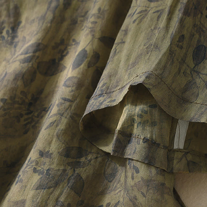 Camisa de lino y algodón para mujer, manga tres cuartos, con diseño bordado de Buddha Stones - image 17