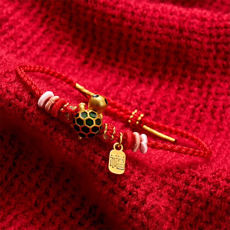 Buddha Stones Pulsera de resistencia tejida a mano con hilo rojo y diseño de tortuga Fu. - image 13