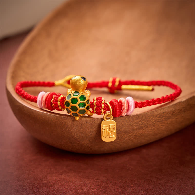 Buddha Stones Pulsera de resistencia tejida a mano con hilo rojo y diseño de tortuga Fu. - image 12