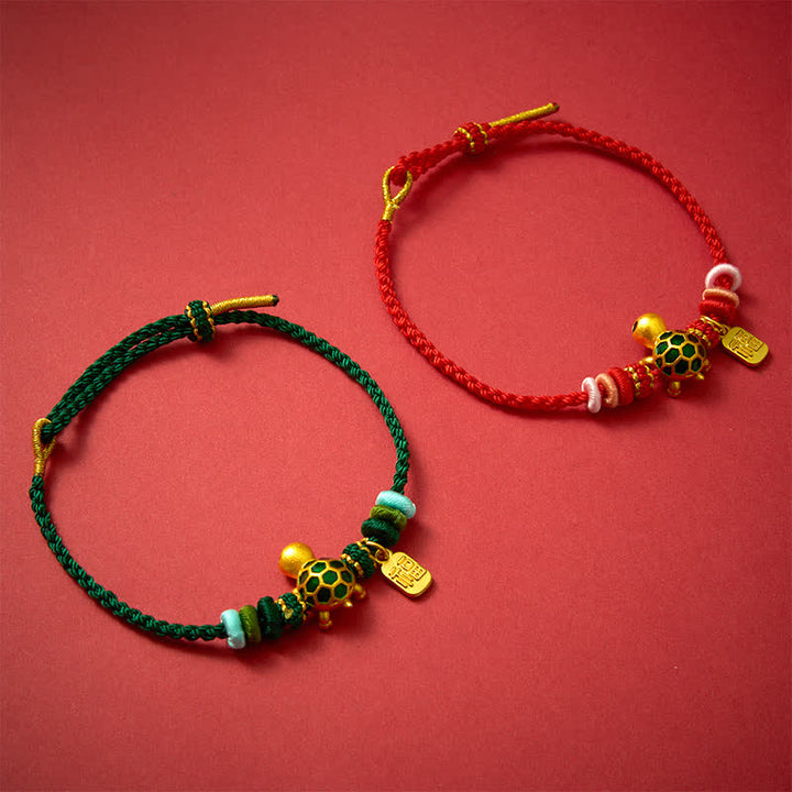 Buddha Stones Pulsera de resistencia tejida a mano con hilo rojo y diseño de tortuga Fu. - image 15