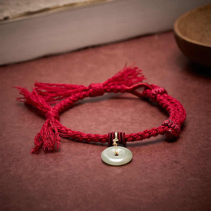 Buddha Stones Pulsera de la fortuna con hebilla de la paz y cordón rojo - image 1
