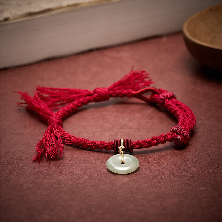 Buddha Stones Pulsera de la fortuna con hebilla de la paz y cordón rojo - image 1