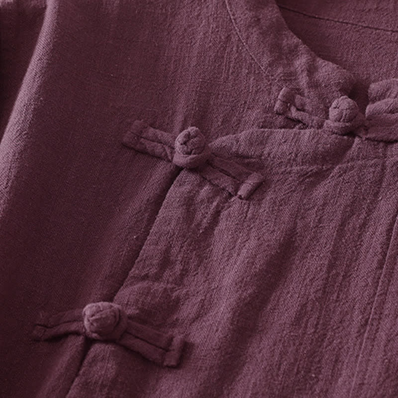 Camisa de manga larga para mujer con estampado de Buddha Stones , estilo casual y con botones de rana. - image 3