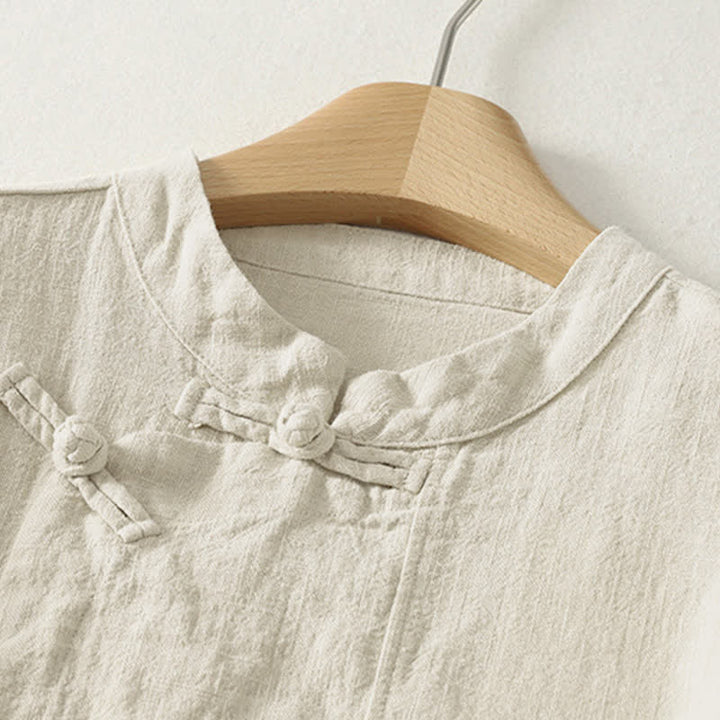 Camisa de manga larga para mujer con estampado de Buddha Stones , estilo casual y con botones de rana. - image 8