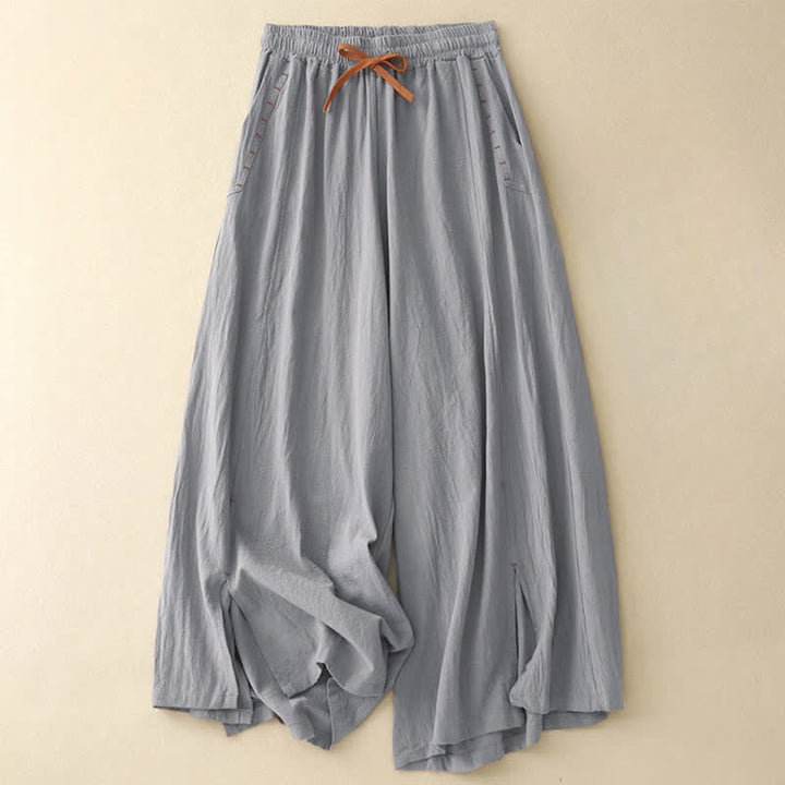 Pantalones anchos para mujer con diseño sencillo, cordón ajustable y bolsillos, estampado Buddha Stones. - Gris pizarra claro - US8-10，UK/AU12-14，EU40-42 (2XL) - image 15