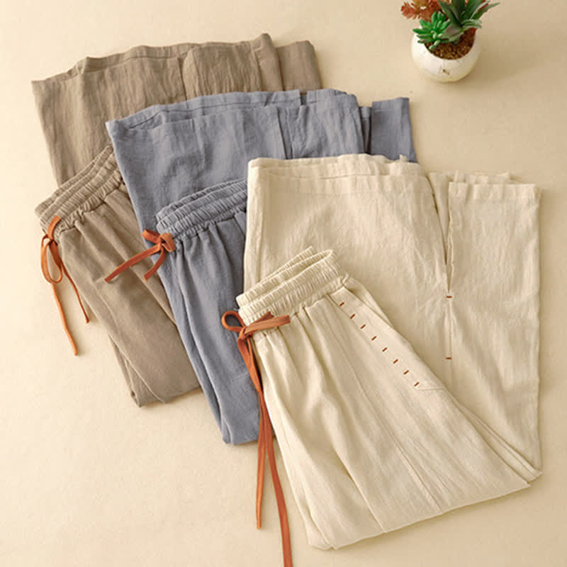 Pantalones anchos para mujer con diseño sencillo, cordón ajustable y bolsillos, estampado Buddha Stones. - image 20