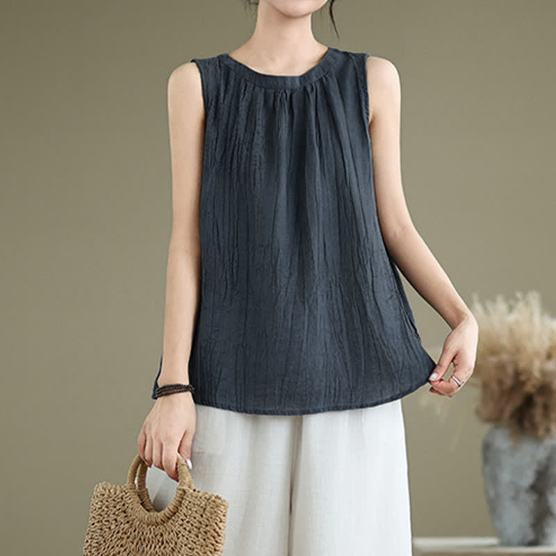 Chaleco sin mangas de cuello redondo para mujer con estampado de Buddha Stones y diseño sencillo para el verano. - image 18