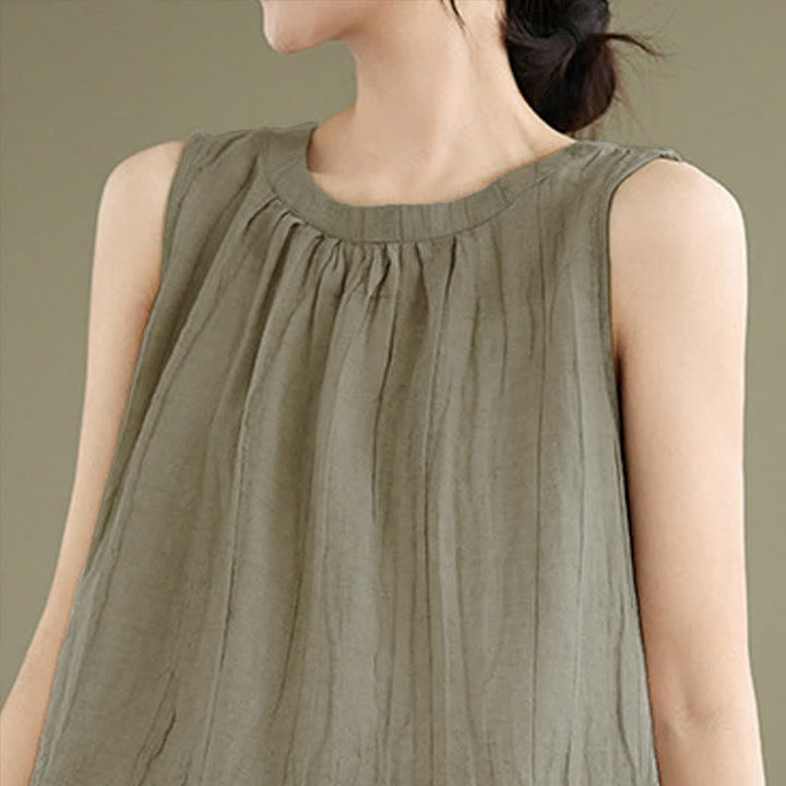 Chaleco sin mangas de cuello redondo para mujer con estampado de Buddha Stones y diseño sencillo para el verano. - image 4