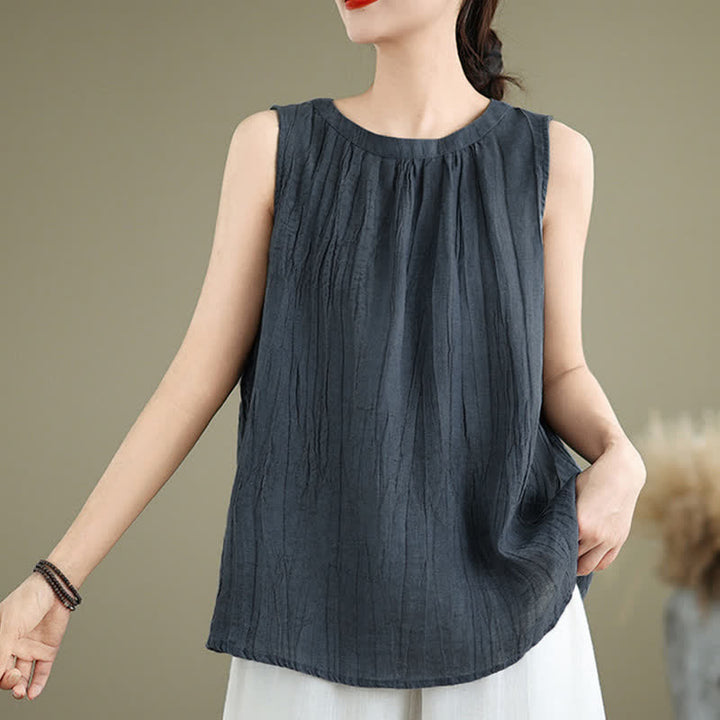 Chaleco sin mangas de cuello redondo para mujer con estampado de Buddha Stones y diseño sencillo para el verano. - image 17