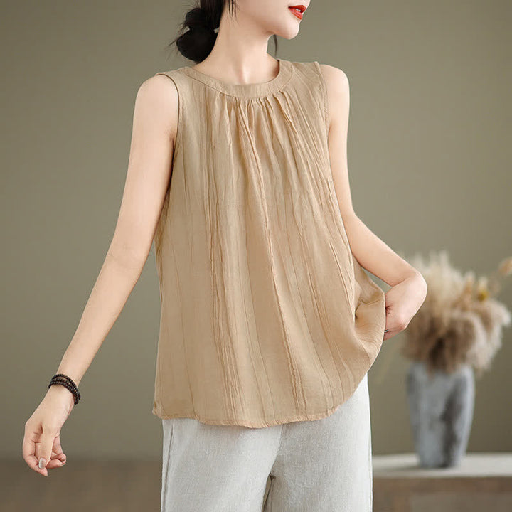 Chaleco sin mangas de cuello redondo para mujer con estampado de Buddha Stones y diseño sencillo para el verano. - image 27