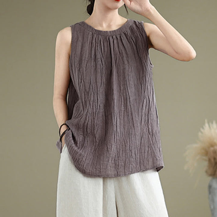 Chaleco sin mangas de cuello redondo para mujer con estampado de Buddha Stones y diseño sencillo para el verano. - image 23