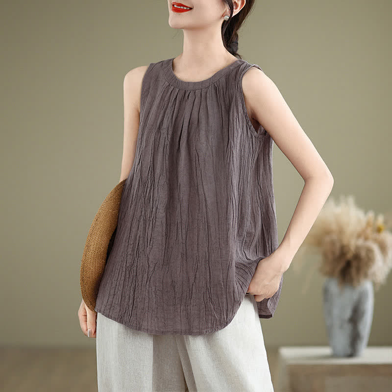 Chaleco sin mangas de cuello redondo para mujer con estampado de Buddha Stones y diseño sencillo para el verano. - Ciruela - US8-10，UK/AU12-14，EU40-42 (2XL) - image 20