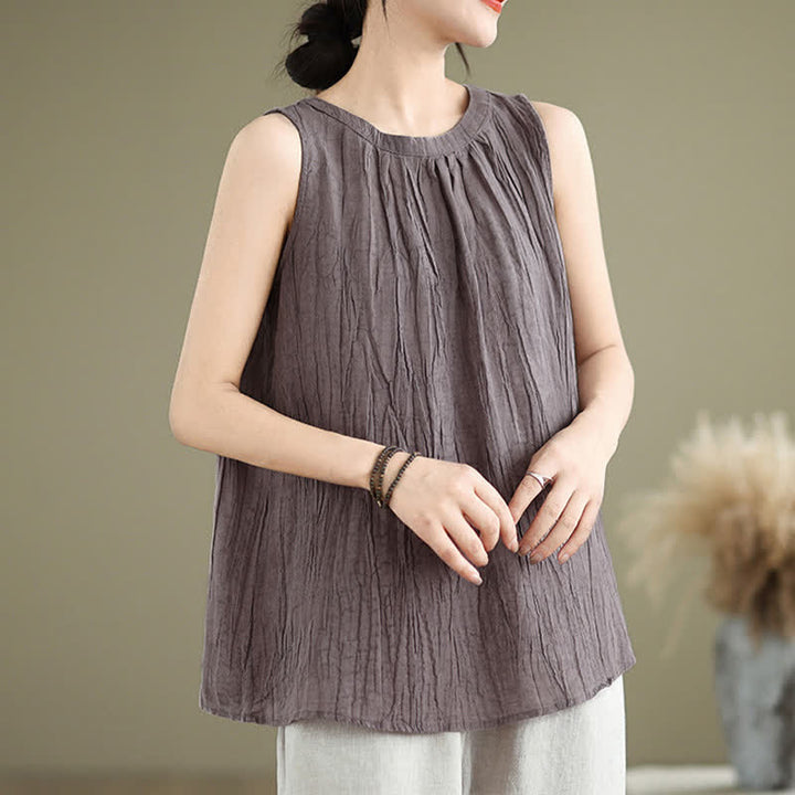 Chaleco sin mangas de cuello redondo para mujer con estampado de Buddha Stones y diseño sencillo para el verano. - image 25
