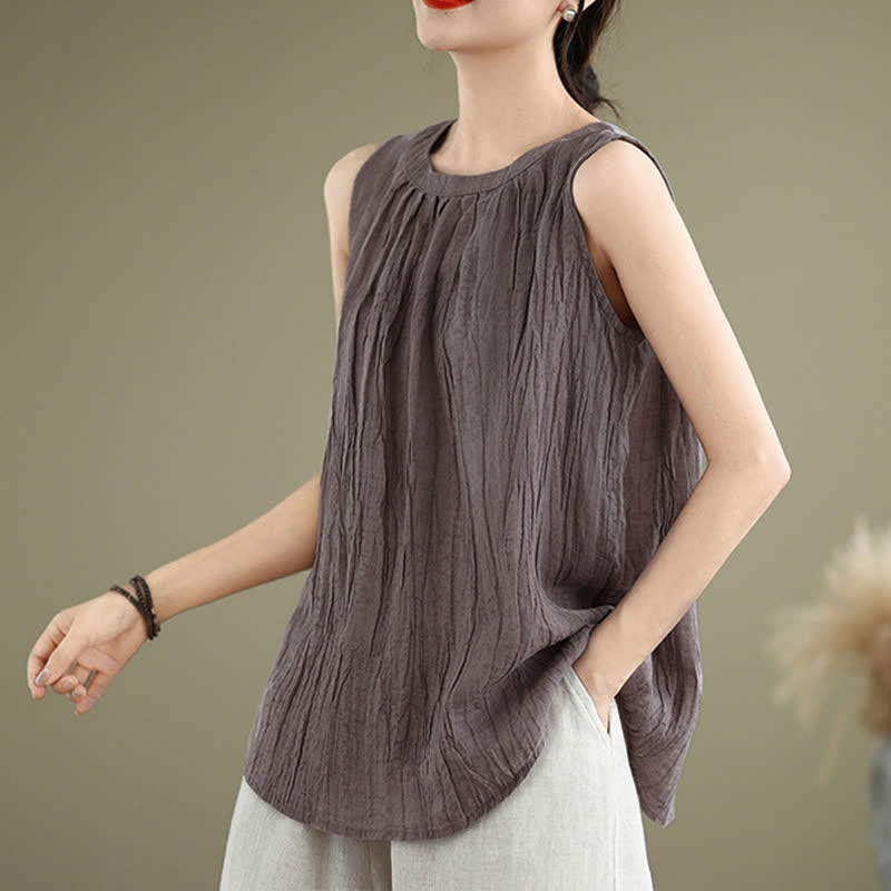 Chaleco sin mangas de cuello redondo para mujer con estampado de Buddha Stones y diseño sencillo para el verano. - image 21