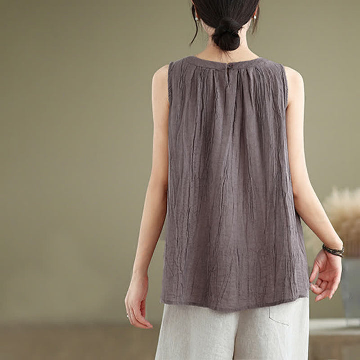 Chaleco sin mangas de cuello redondo para mujer con estampado de Buddha Stones y diseño sencillo para el verano. - image 24