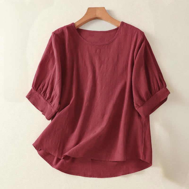 Camiseta de manga corta holgada para mujer con diseño de Buddha Stones y cuello redondo liso. - Ladrillo refractario - US8-10，UK/AU12-14，EU40-42 (2XL) - image 12