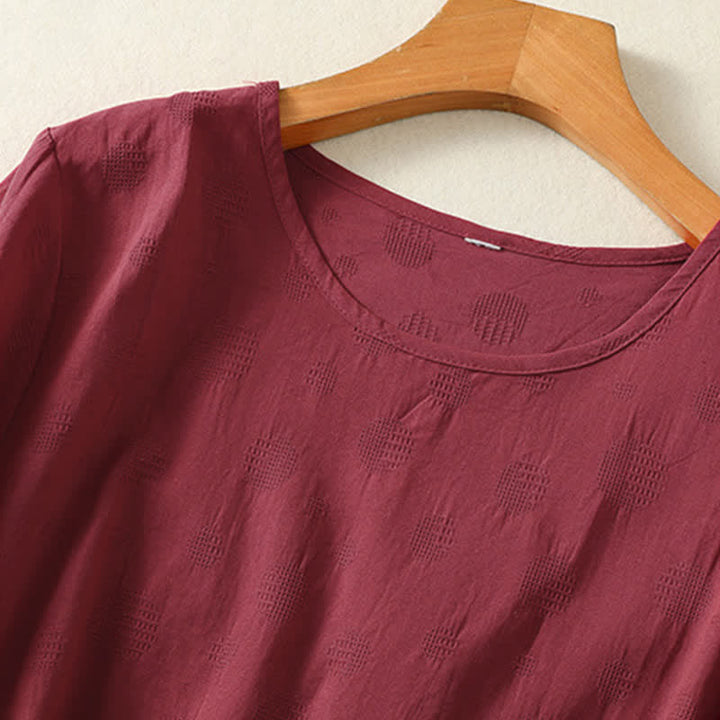 Camiseta de manga corta holgada para mujer con diseño de Buddha Stones y cuello redondo liso. - image 14
