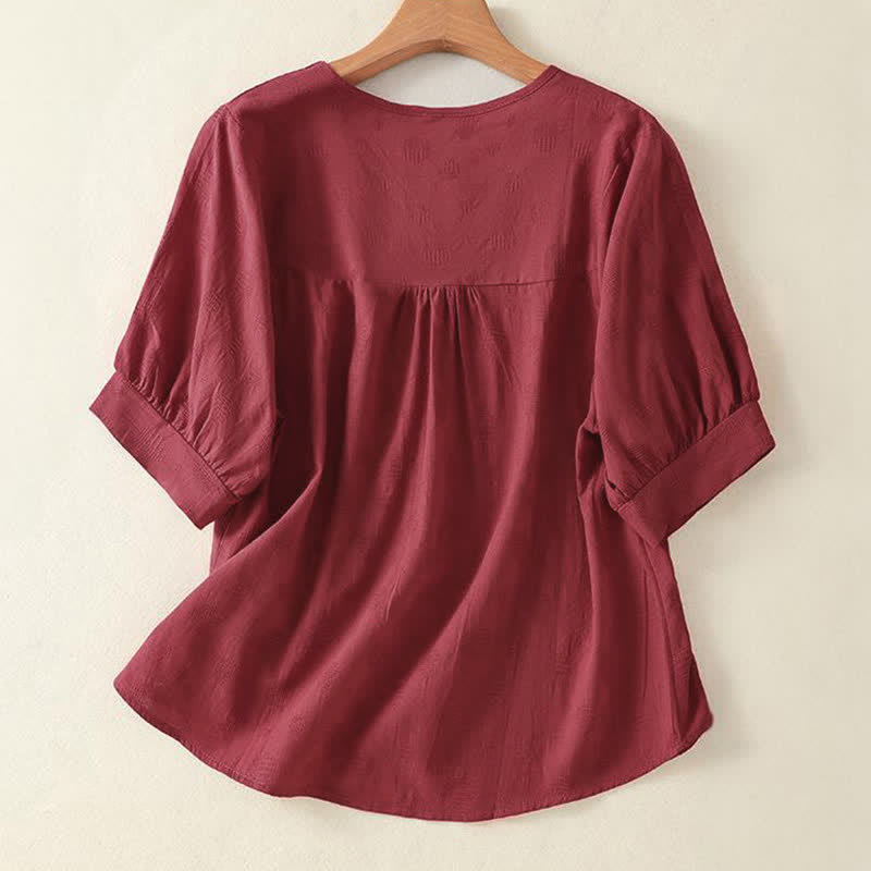 Camiseta de manga corta holgada para mujer con diseño de Buddha Stones y cuello redondo liso. - image 13