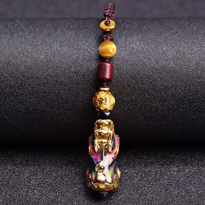 Buddha Stones Llaveros para coche de cuerda trenzada Pi Xiu de latón que cambian de color - image 3
