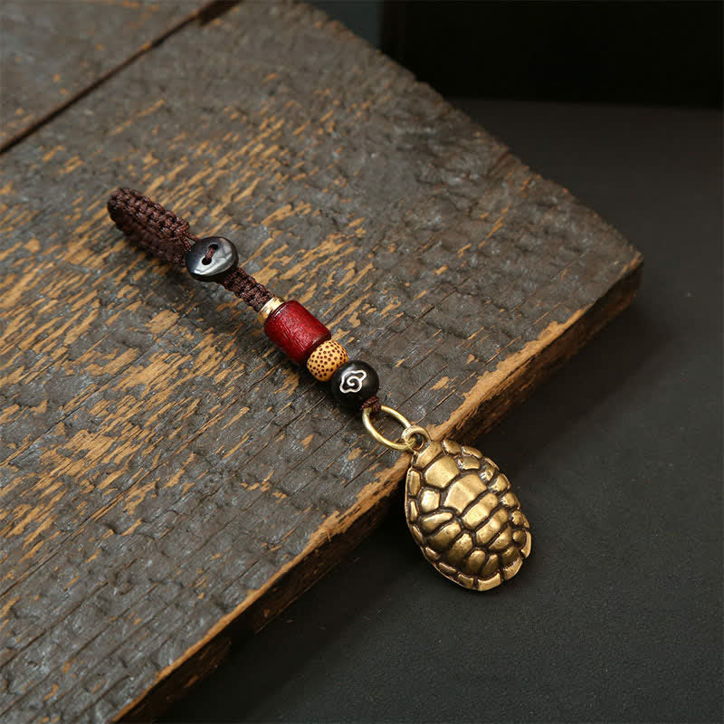 Buddha Stones Llaveros de protección con forma de tortuga de latón, Pi Xiu y monedas de los cinco emperadores. - image 1