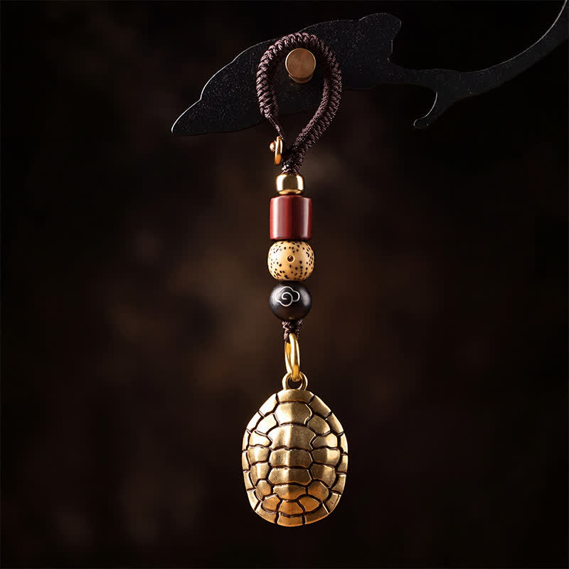 Buddha Stones Llaveros de protección con forma de tortuga de latón, Pi Xiu y monedas de los cinco emperadores. - Tortuga - image 0