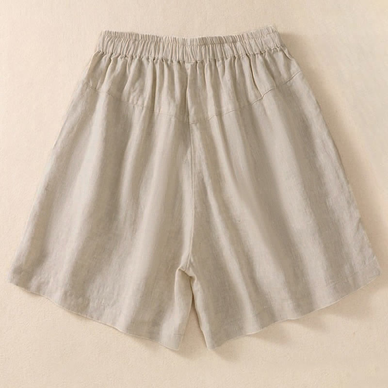 Pantalones cortos de mujer con cordón ajustable, bolsillos y estampado floral informal de Buddha Stones. - image 10