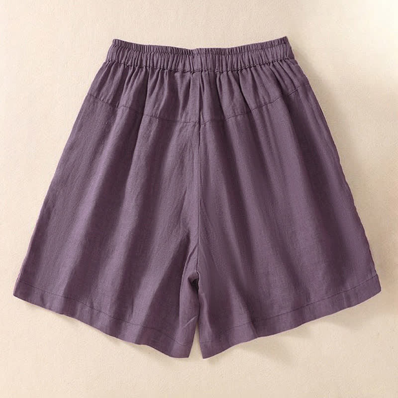Pantalones cortos de mujer con cordón ajustable, bolsillos y estampado floral informal de Buddha Stones. - image 1