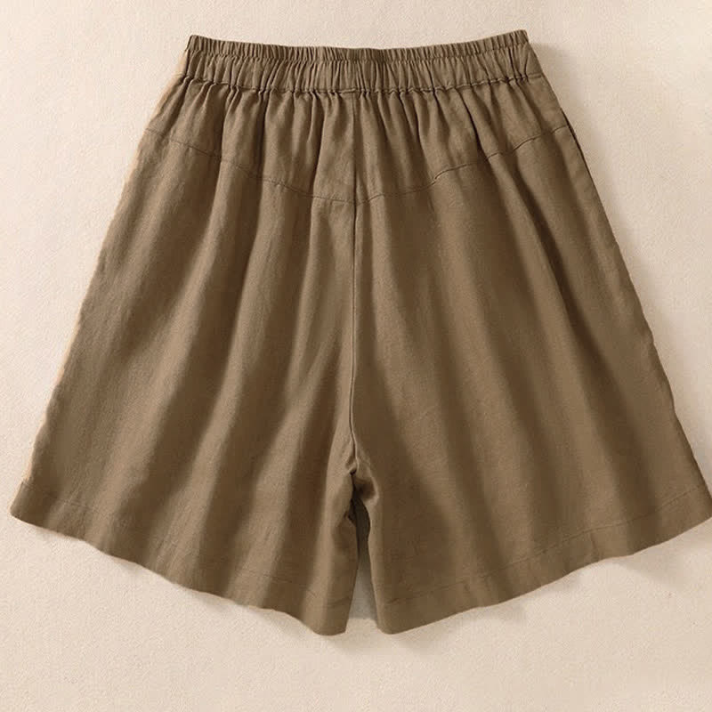 Pantalones cortos de mujer con cordón ajustable, bolsillos y estampado floral informal de Buddha Stones. - image 7