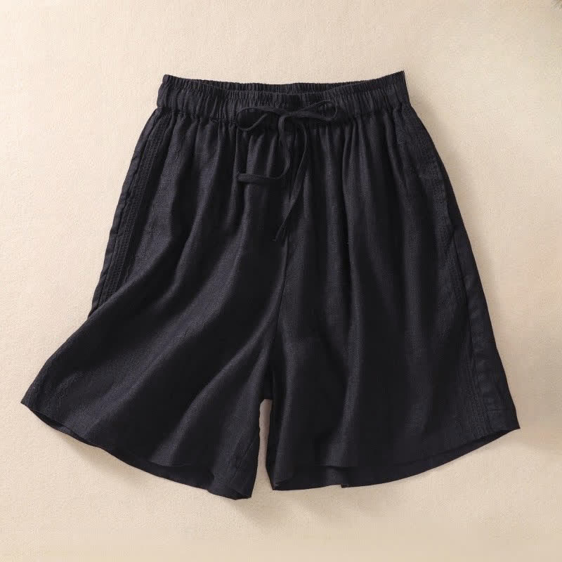 Pantalones cortos de mujer con cordón ajustable, bolsillos y estampado floral informal de Buddha Stones. - Negro - US8-10，UK/AU12-14，EU40-42 (2XL) - image 3