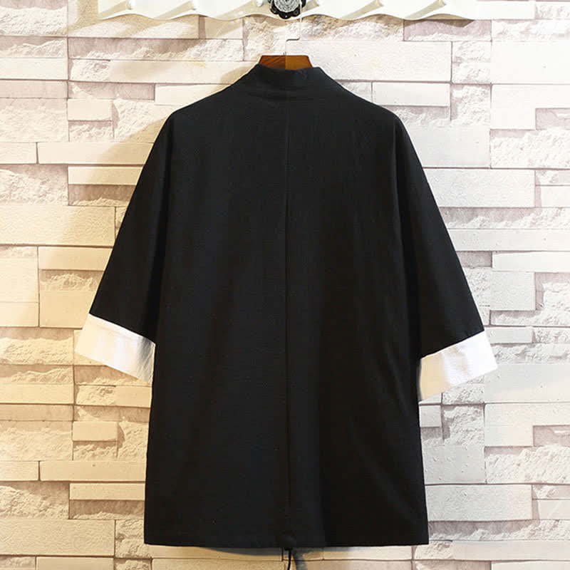 Buddha Stones Kimono de manga tres cuartos para hombre, estilo casual vintage, con bordado de grulla, ideal para primavera y verano. - image 18