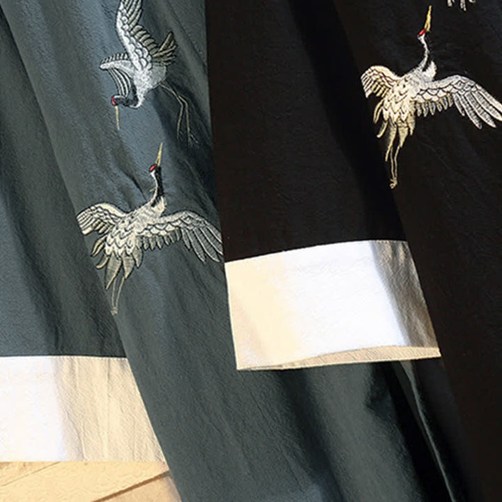 Buddha Stones Kimono de manga tres cuartos para hombre, estilo casual vintage, con bordado de grulla, ideal para primavera y verano. - image 39