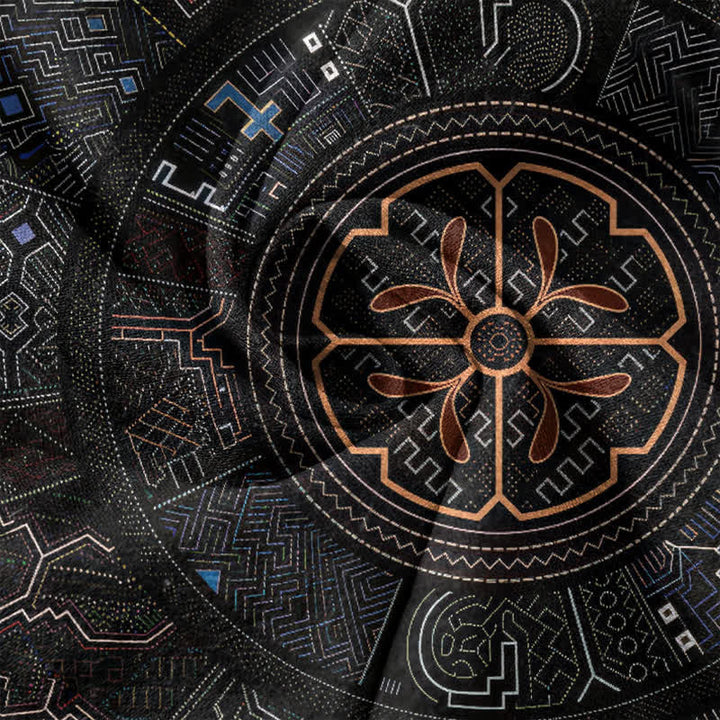 Buddha Stones Camisa de manga corta con medio botón y estampado tribal de mandala para hombre, de algodón. - image 4