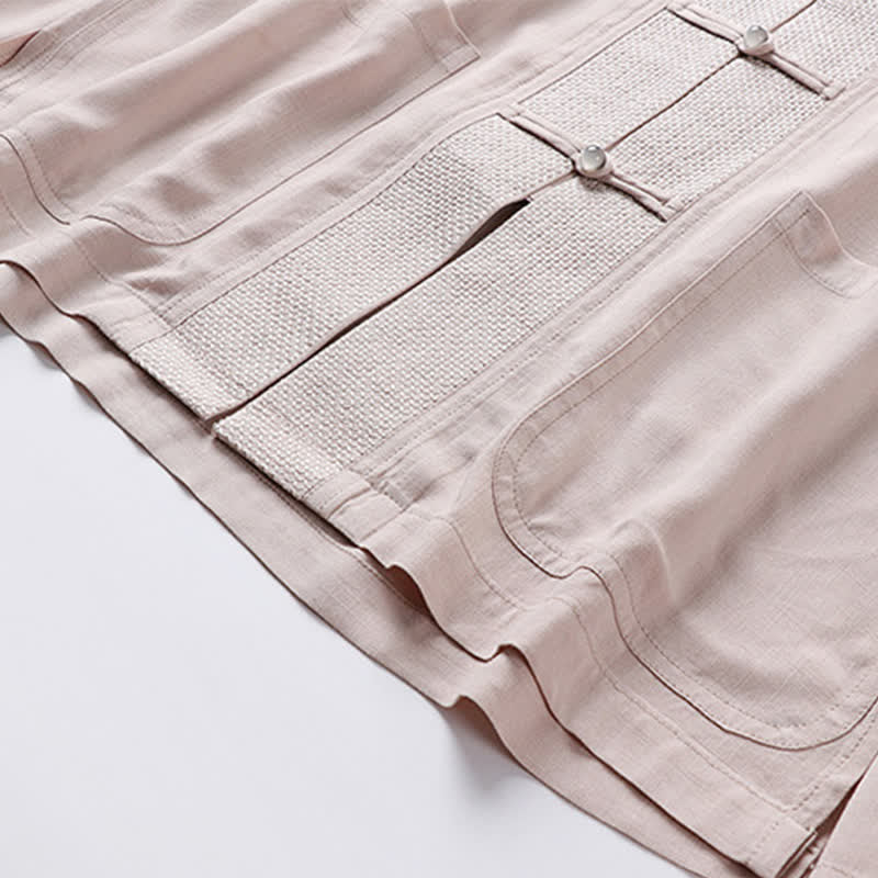 Buddha Stones Conjunto de 2 piezas: Camisa de manga larga y pantalón estilo Spring Tang con cuello mandarín y botones de rana, color liso, para hombre, ideal para meditación, con bolsillos. - image 6