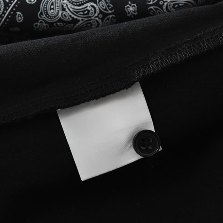 Buddha Stones Camisa de manga larga de algodón con botones y estampado paisley para hombre, estilo casual de otoño, con bolsillo de parche. - image 5