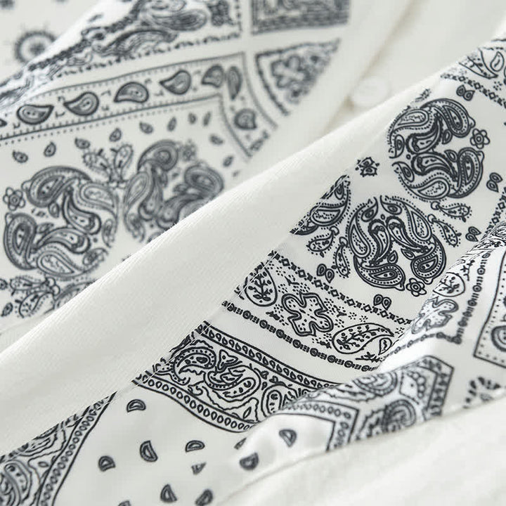 Buddha Stones Camisa de manga larga de algodón con botones y estampado paisley para hombre, estilo casual de otoño, con bolsillo de parche. - image 13