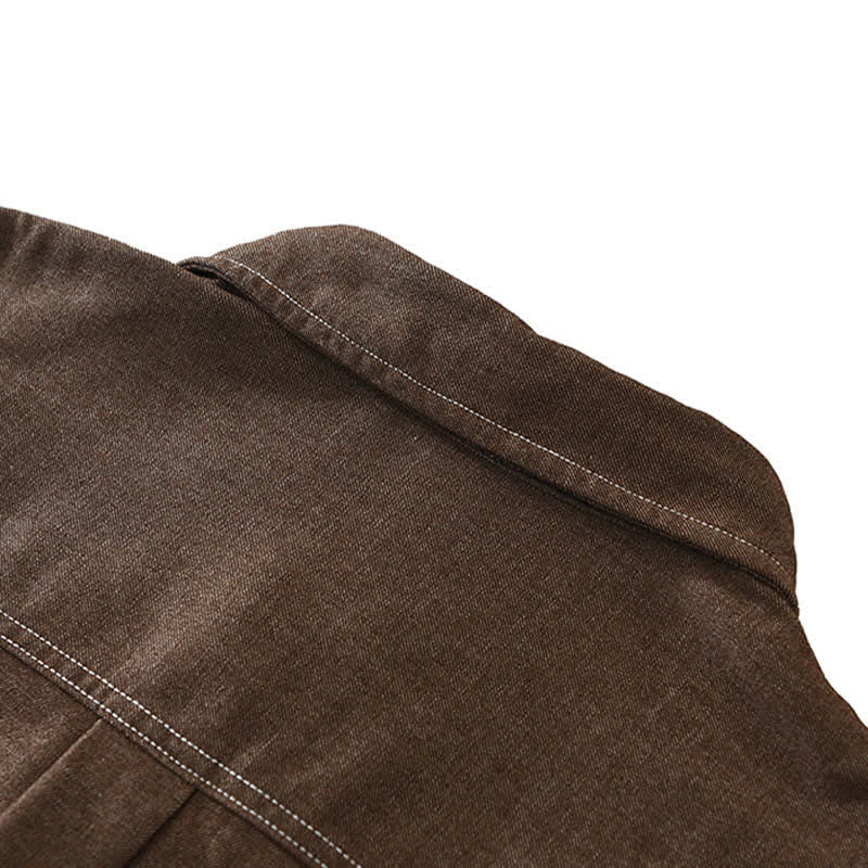 Buddha Stones Camisas de manga larga lisas para hombre, estilo casual de otoño, con bolsillo de parche. - image 5