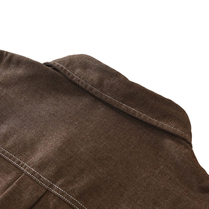 Buddha Stones Camisas de manga larga lisas para hombre, estilo casual de otoño, con bolsillo de parche. - image 5