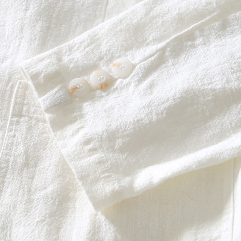 Buddha Stones Chaqueta de hombre minimalista informal de ramio y algodón con solapa y bolsillos, ideal para primavera y otoño. - image 31