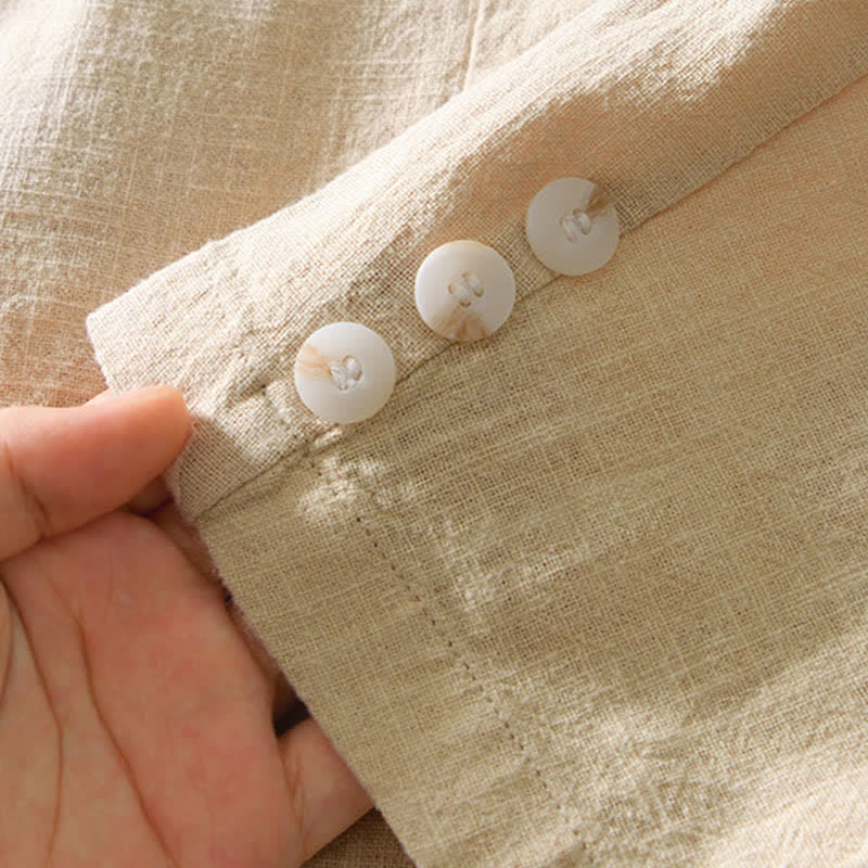 Buddha Stones Chaqueta de hombre minimalista informal de ramio y algodón con solapa y bolsillos, ideal para primavera y otoño. - image 26