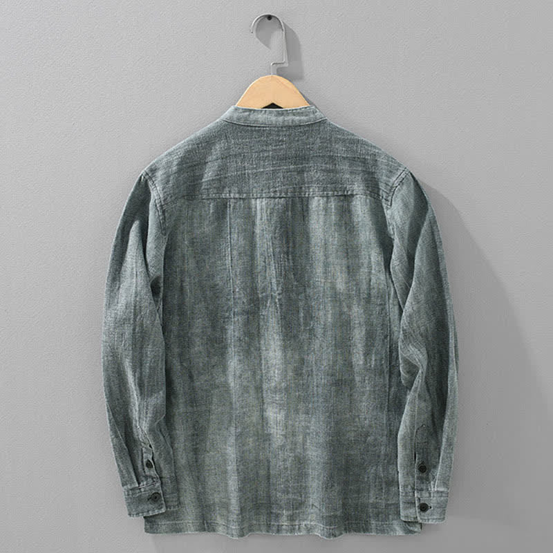 Buddha Stones Chaqueta informal de algodón ramio lisa para hombre, ideal para primavera y otoño, con bolsillos. - image 1