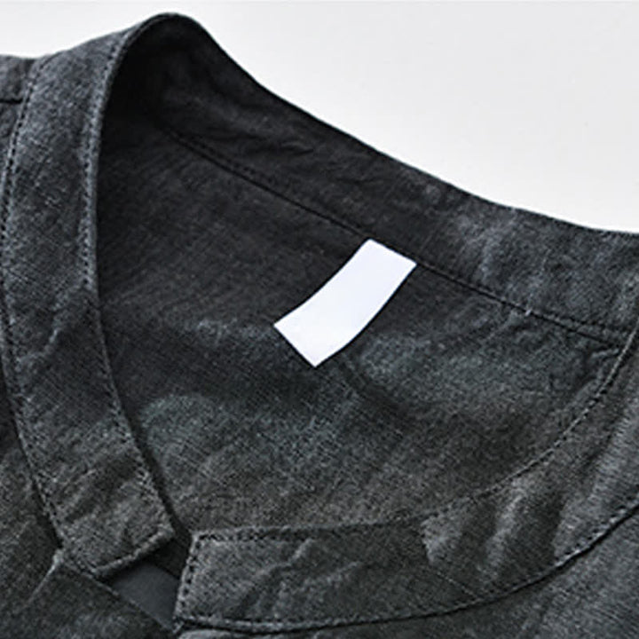 Buddha Stones Chaqueta de hombre de estilo casual minimalista con cuello mandarín, cremallera y diseño liso, ideal para primavera y verano. - image 13
