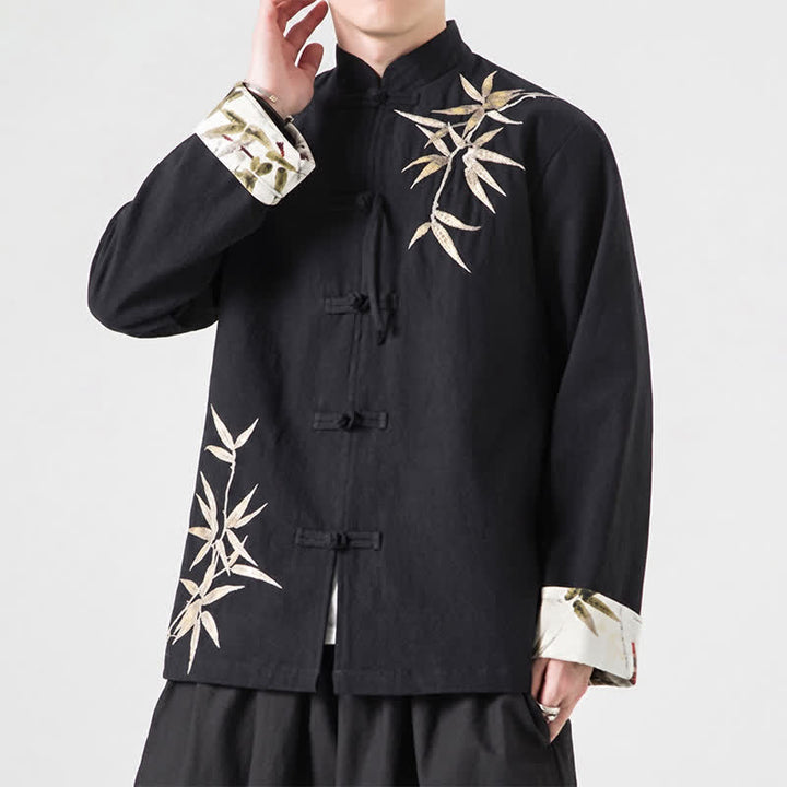 Buddha Stones Chaqueta de hombre de estilo Tang vintage con botones de rana, de bambú, algodón y lino, ideal para otoño e invierno. - image 14