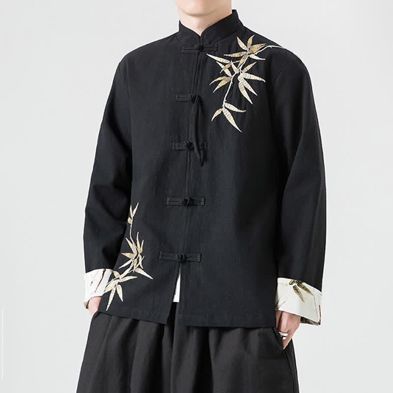Buddha Stones Chaqueta de hombre de estilo Tang vintage con botones de rana, de bambú, algodón y lino, ideal para otoño e invierno. - image 15