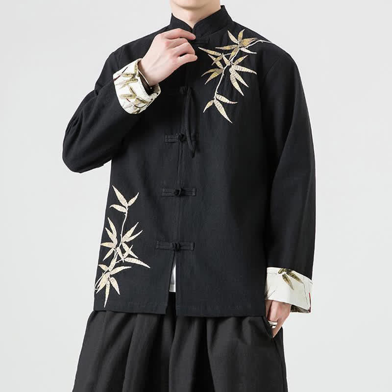 Buddha Stones Chaqueta de hombre de estilo Tang vintage con botones de rana, de bambú, algodón y lino, ideal para otoño e invierno. - image 16
