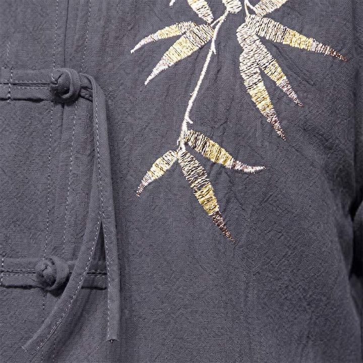 Buddha Stones Chaqueta de hombre de estilo Tang vintage con botones de rana, de bambú, algodón y lino, ideal para otoño e invierno. - image 10